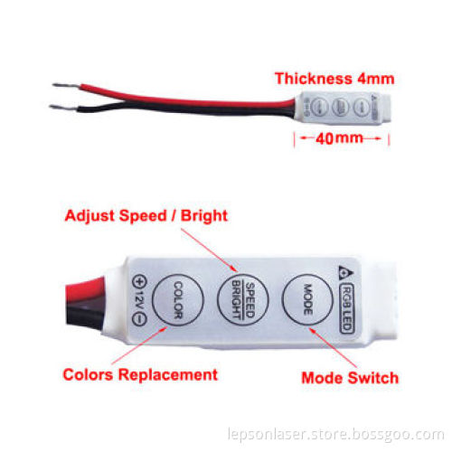 3-key Mini Controller Dimmer for 3528 SMD RGB LED Strip Light, DC 12V, Sized 40 x 12 x 4mm